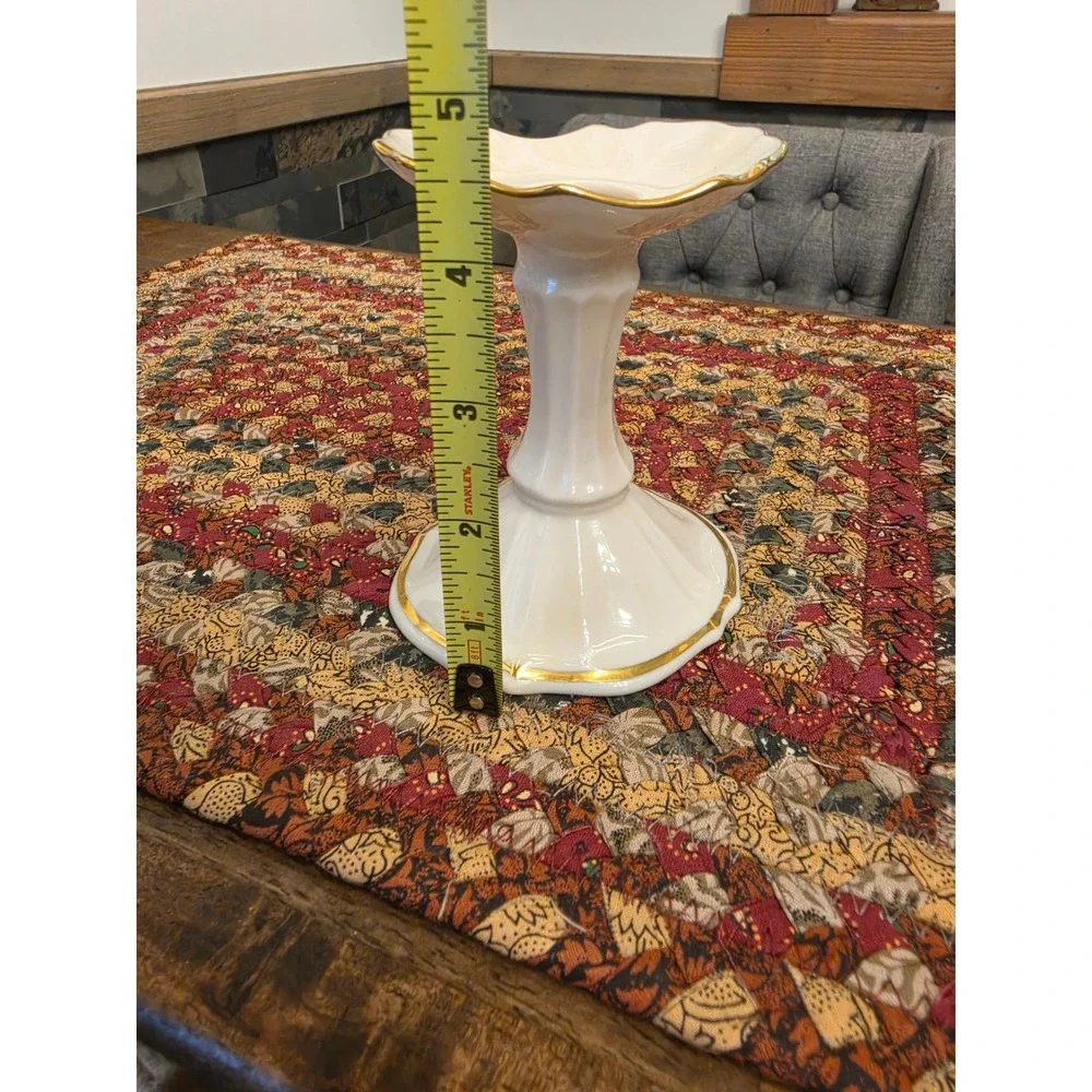 Lenox Symphony Ivory China Candlestick Holder Gold Trim Scalloped Made in USA 5